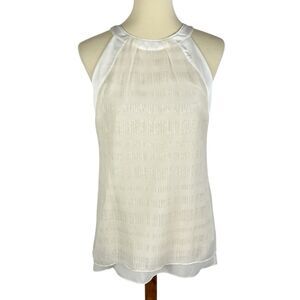 NEW White House Black Market Silk Ivory Metallic Halter Sleeveless Top Women’s 6